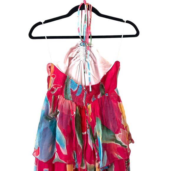 FIGUE Lula Halter Silk Chiffon Maxi Dress Sz 4 - Picture 5 of 7